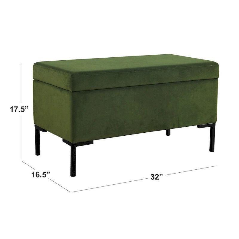 81 cm breite gepolsterte Sitzbank mit Stauraum und schwarzen Metallbeinen