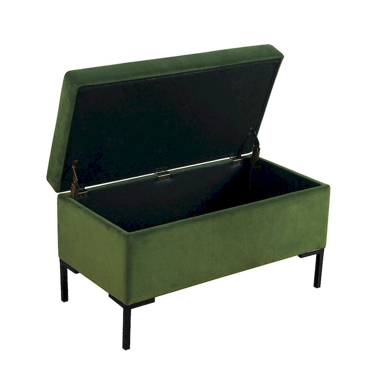 81 cm breite gepolsterte Sitzbank mit Stauraum und schwarzen Metallbeinen