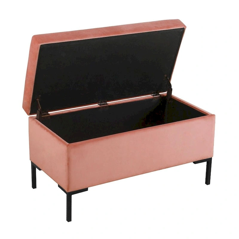81 cm breite gepolsterte Sitzbank mit Stauraum und schwarzen Metallbeinen