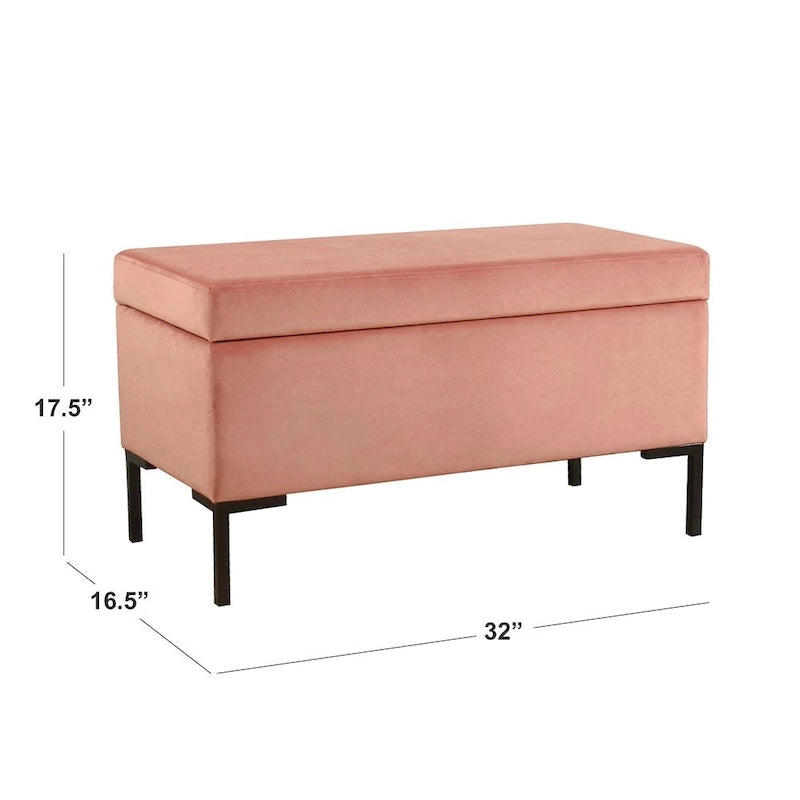 81 cm breite gepolsterte Sitzbank mit Stauraum und schwarzen Metallbeinen