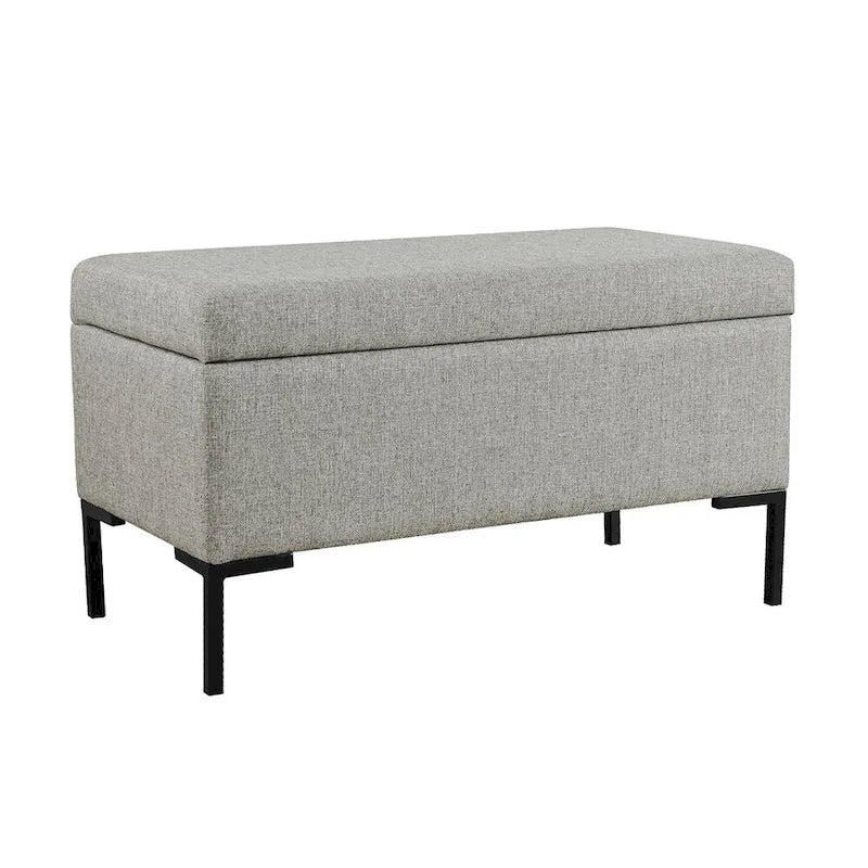81 cm breite gepolsterte Sitzbank mit Stauraum und schwarzen Metallbeinen