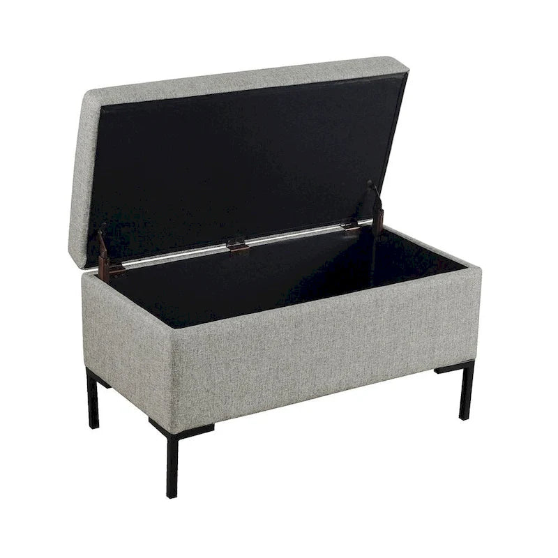 81 cm breite gepolsterte Sitzbank mit Stauraum und schwarzen Metallbeinen