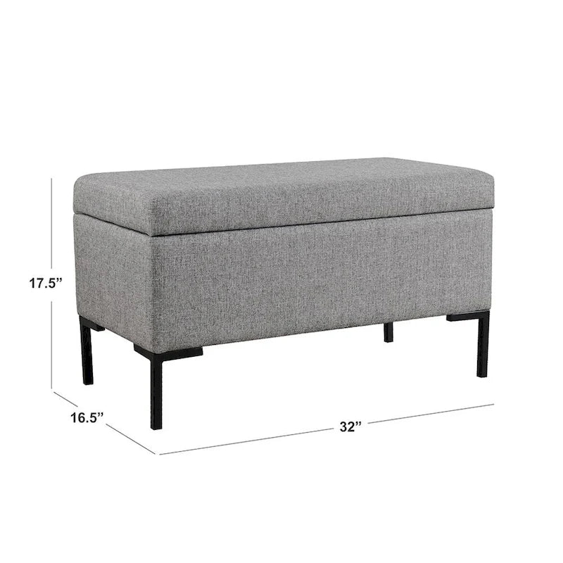81 cm breite gepolsterte Sitzbank mit Stauraum und schwarzen Metallbeinen