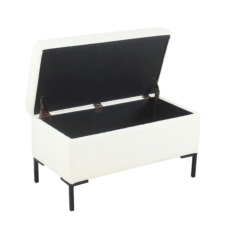 81 cm breite gepolsterte Sitzbank mit Stauraum und schwarzen Metallbeinen