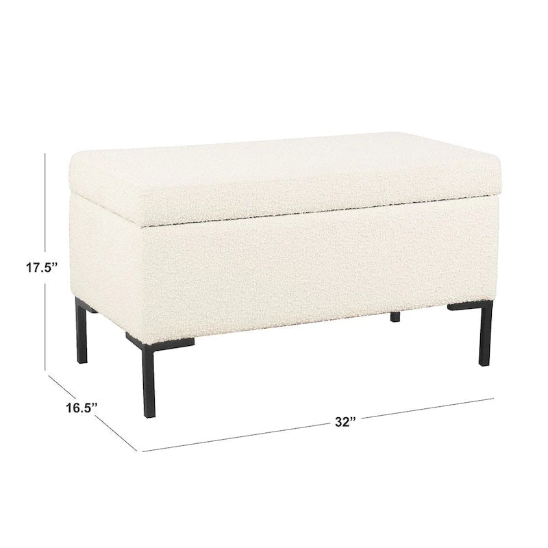 81 cm breite gepolsterte Sitzbank mit Stauraum und schwarzen Metallbeinen