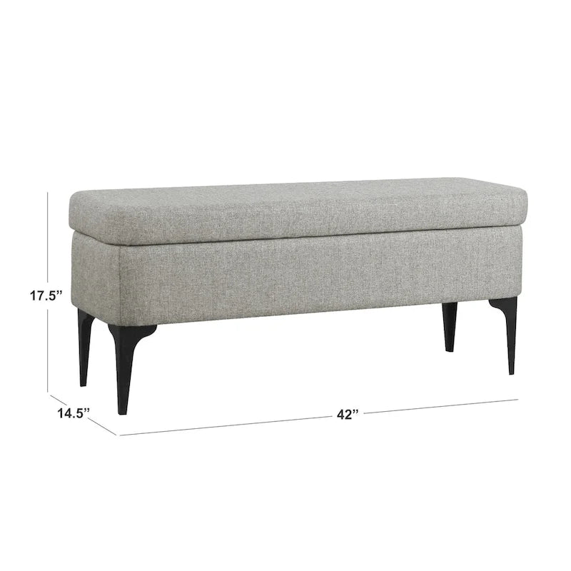 81 cm breite gepolsterte Sitzbank mit Stauraum und schwarzen Metallbeinen