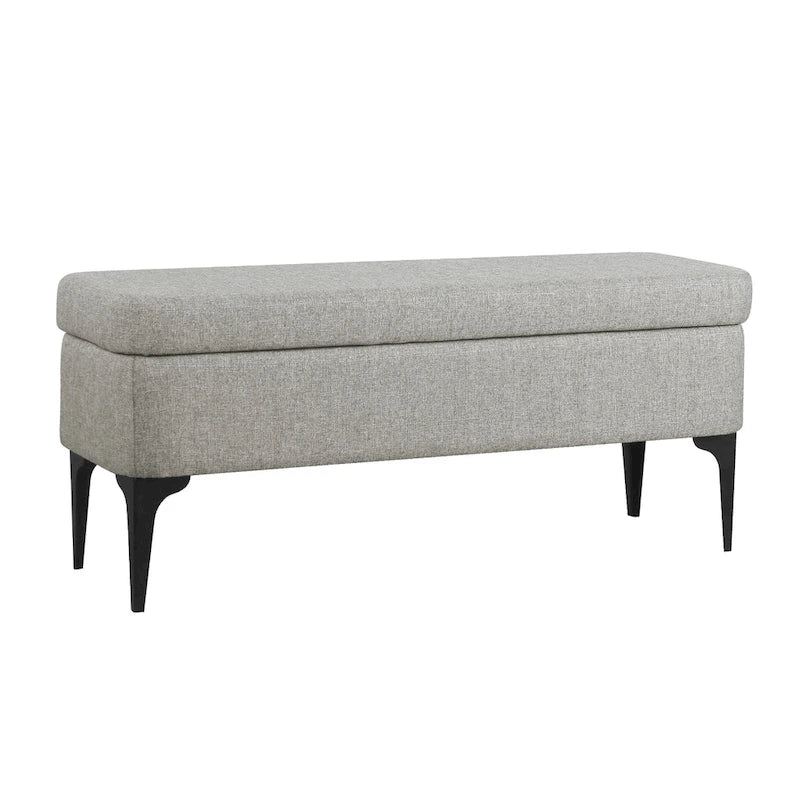 81 cm breite gepolsterte Sitzbank mit Stauraum und schwarzen Metallbeinen