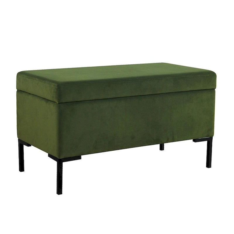81 cm breite gepolsterte Sitzbank mit Stauraum und schwarzen Metallbeinen