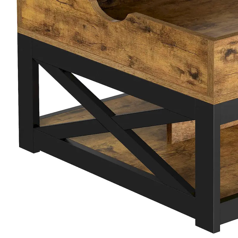 Square Farmhouse Lift-Top Coffee Table with Storage