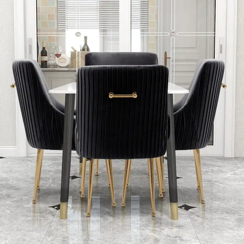 Modern Upholstered Dining or Vanity Chairs with Rear Handles, Set of 4