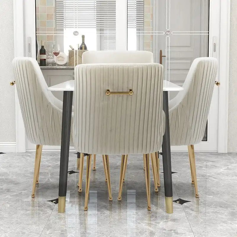 Modern Upholstered Dining or Vanity Chairs with Rear Handles, Set of 4