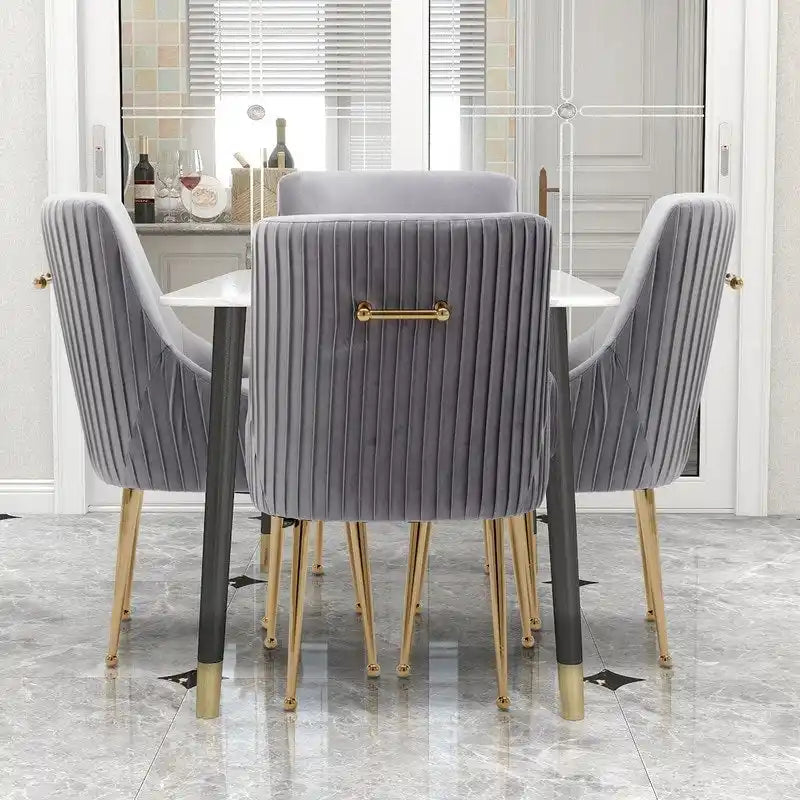 Sedie moderne imbottite da pranzo o da toeletta con maniglie posteriori, set da 4