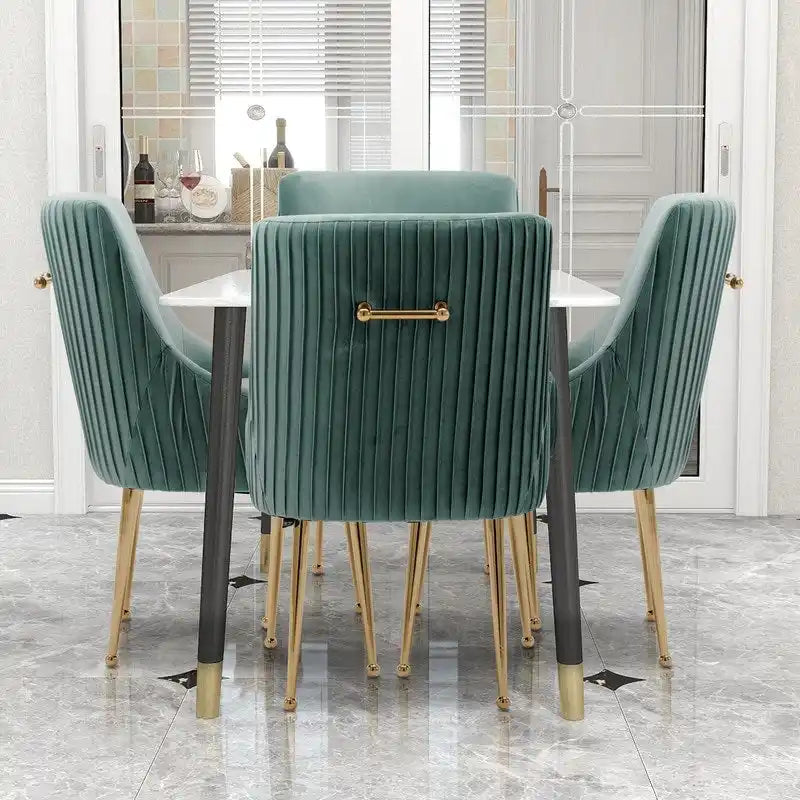 Sedie moderne imbottite da pranzo o da toeletta con maniglie posteriori, set da 4