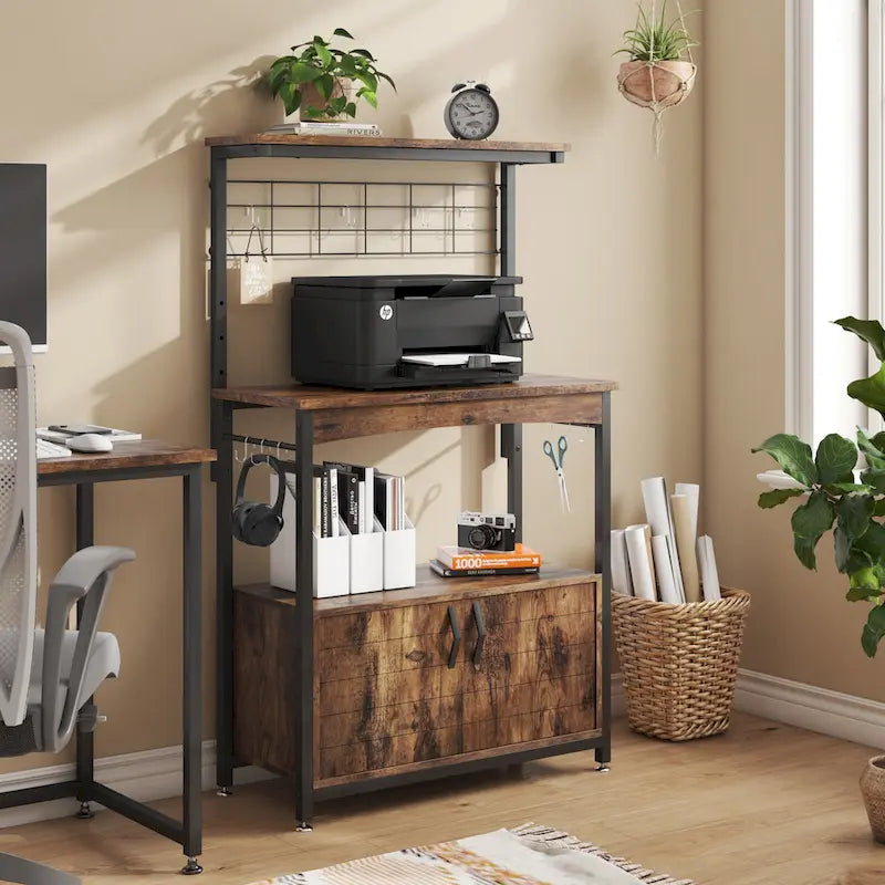 31.5-Inch Microwave Stand with Storage Cabinet and Adjustable Shelf