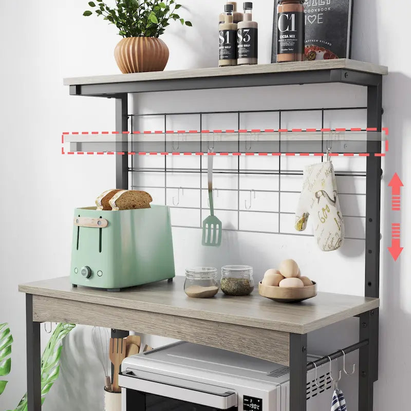 31.5-Inch Microwave Stand with Storage Cabinet and Adjustable Shelf