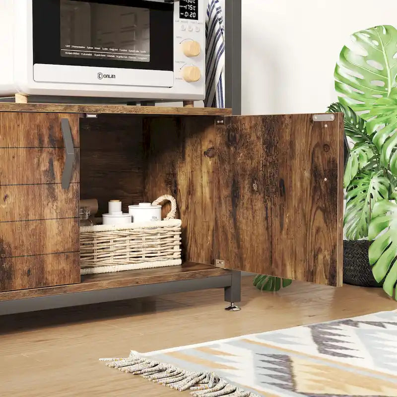 31.5-Inch Microwave Stand with Storage Cabinet and Adjustable Shelf