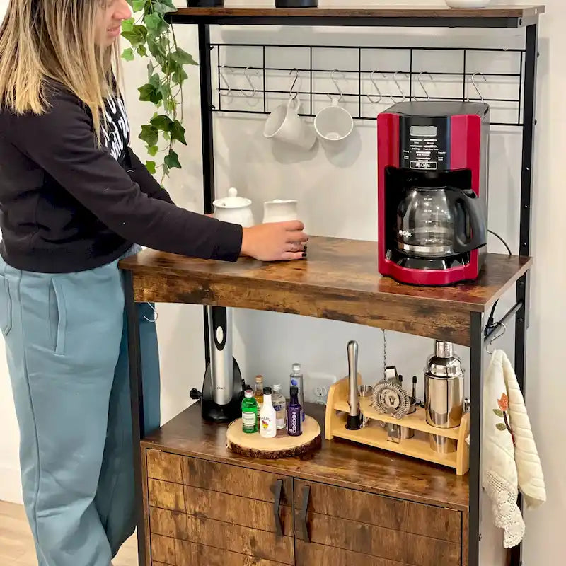 31.5-Inch Microwave Stand with Storage Cabinet and Adjustable Shelf