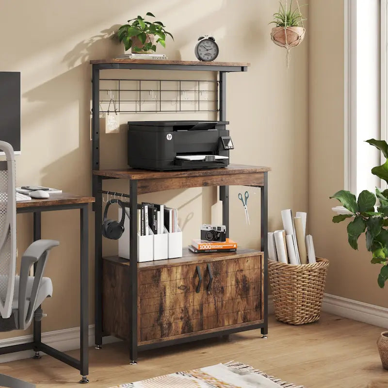31.5-Inch Microwave Stand with Storage Cabinet and Adjustable Shelf