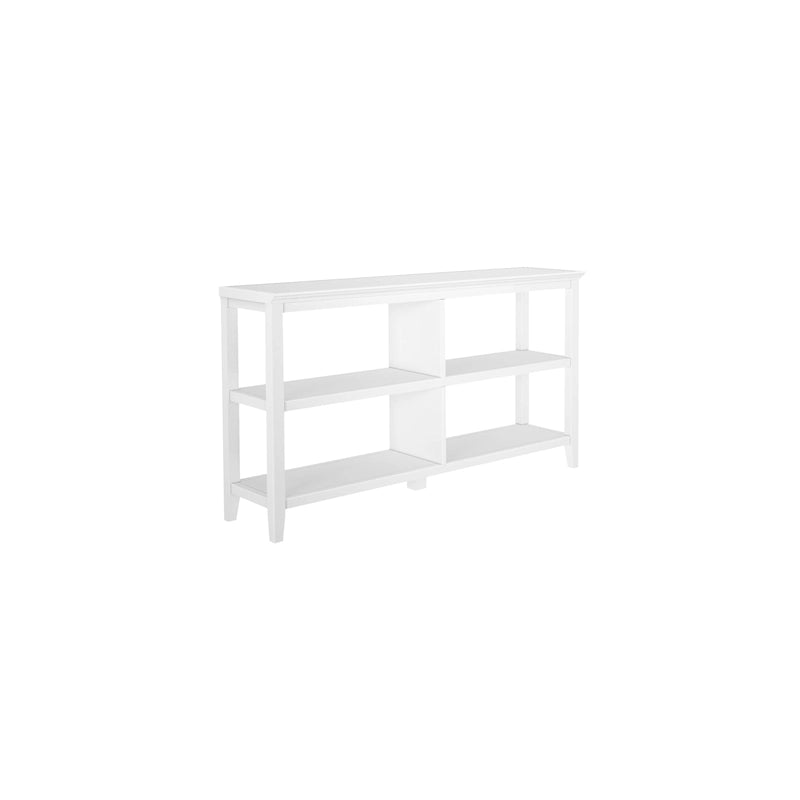 137 cm breites, niedriges Bücherregal aus Holz mit offenen Fächern, Weiß