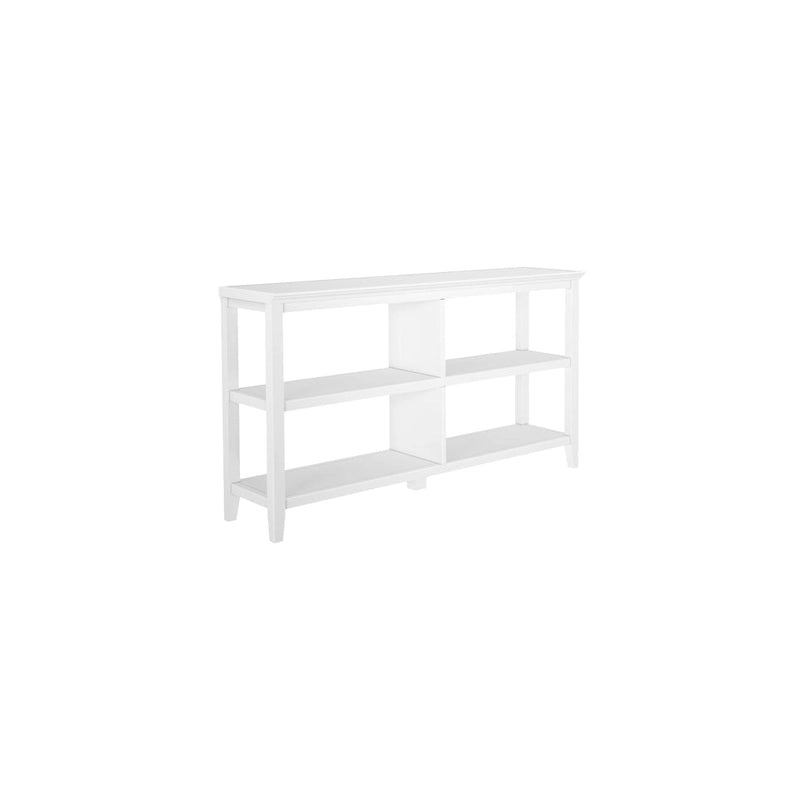 137 cm breites, niedriges Bücherregal aus Holz mit offenen Fächern, Weiß