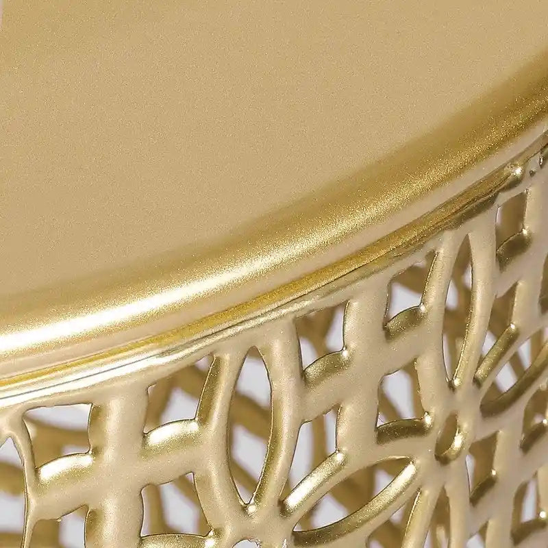Round Metal End Tables with Openwork Frames, Set of 2