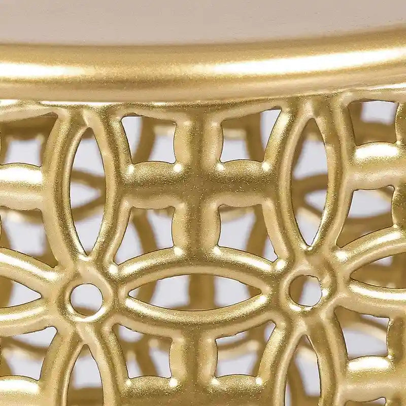Round Metal End Tables with Openwork Frames, Set of 2