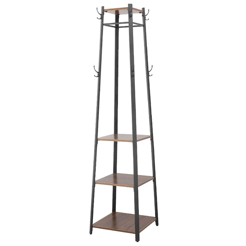 Wolnostojący wieszak na ubrania z 8 haczykami i półkami do przechowywania do przedpokoju - 17x17x71.3inch