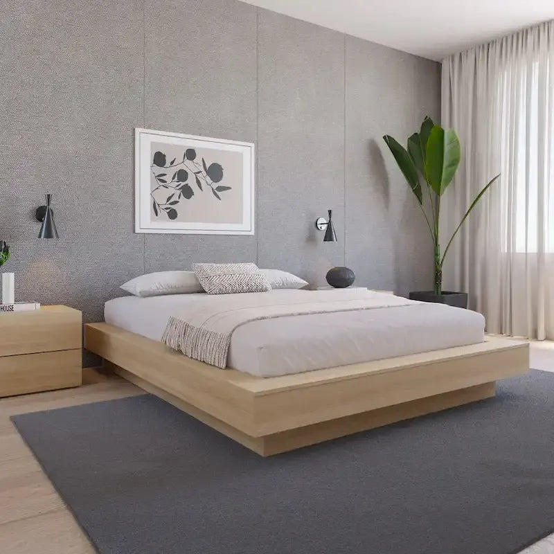 Struttura letto moderna a piattaforma con ampi pannelli laterali