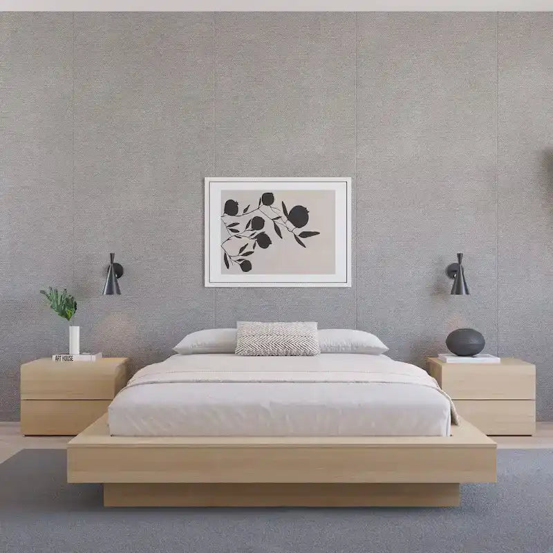 Struttura letto moderna a piattaforma con ampi pannelli laterali