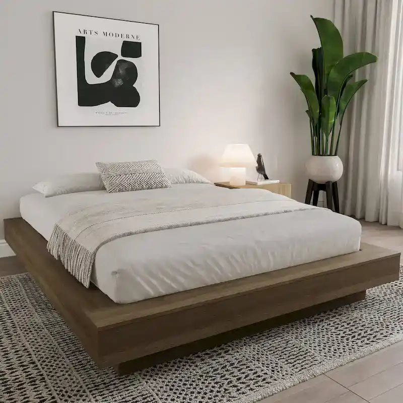 Struttura letto moderna a piattaforma con ampi pannelli laterali