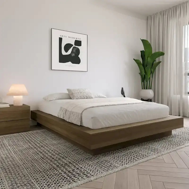 Struttura letto moderna a piattaforma con ampi pannelli laterali