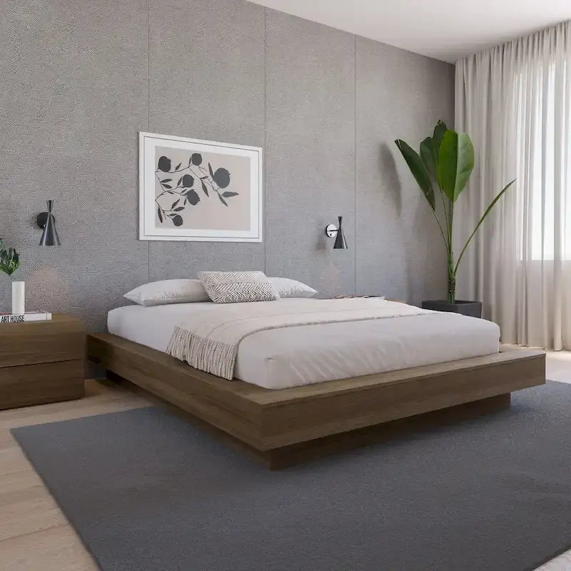 Struttura letto moderna a piattaforma con ampi pannelli laterali