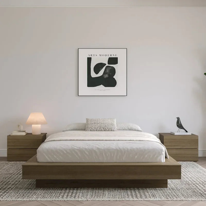Struttura letto moderna a piattaforma con ampi pannelli laterali
