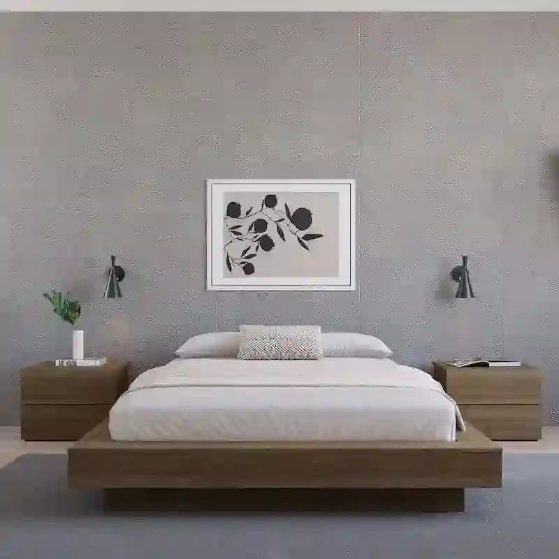 Struttura letto moderna a piattaforma con ampi pannelli laterali