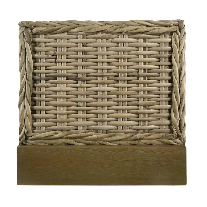 Grey Woven Rattan Panel Bed with Tall Headboard