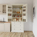 Dispensa da cucina in stile rustico da 77 pollici con ripiani regolabili e 3 cassetti