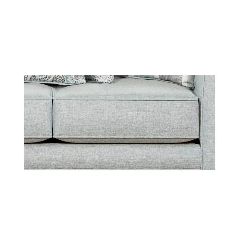 224 cm breites hellblau-graues Sofa mit abgerundeten Armlehnen und wendbaren Sitzkissen