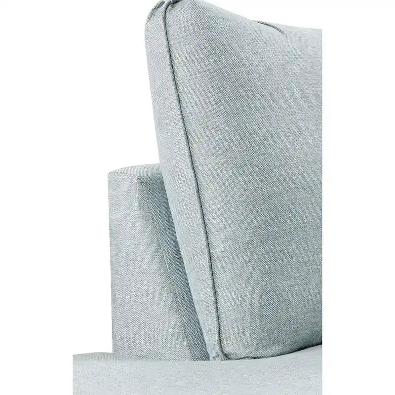 224 cm breites hellblau-graues Sofa mit abgerundeten Armlehnen und wendbaren Sitzkissen