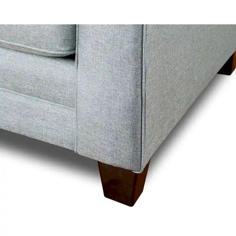 224 cm breites hellblau-graues Sofa mit abgerundeten Armlehnen und wendbaren Sitzkissen