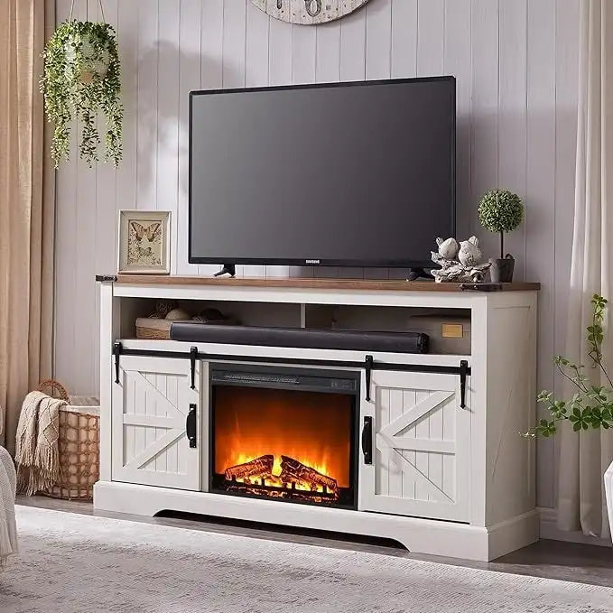 Farmhouse Fireplace TV Stand, Entertainment Center, Media Console