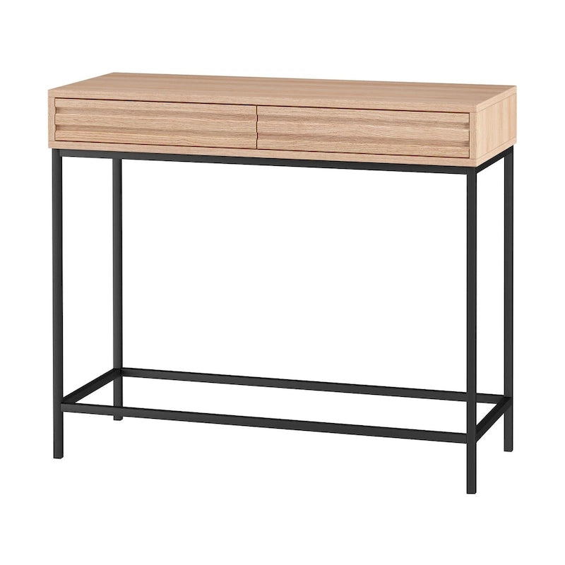 Console à 2 tiroirs avec base en métal noir
