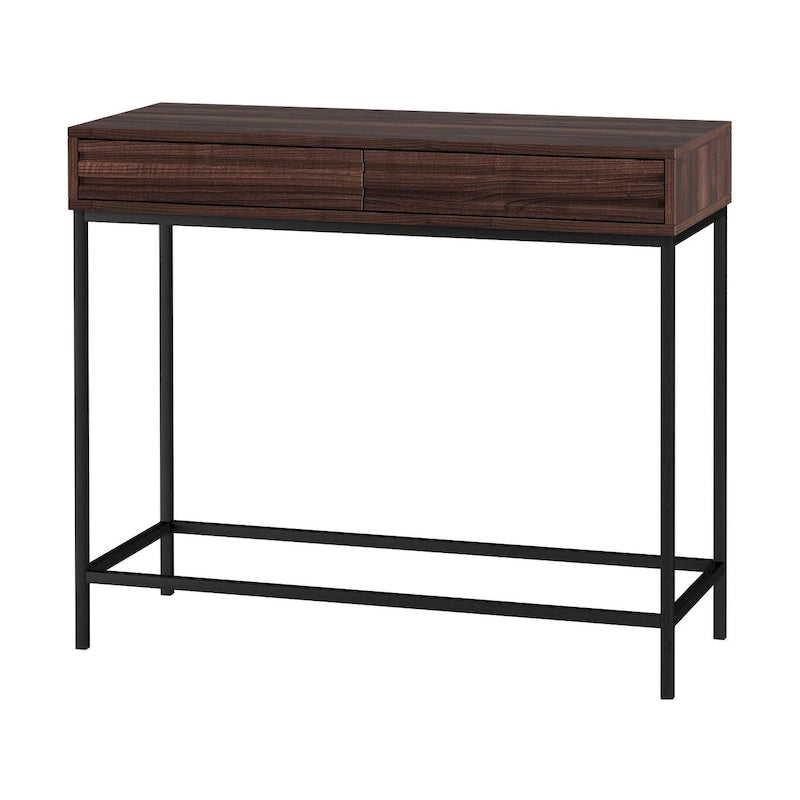2-Drawer Console Table with Black Metal Base