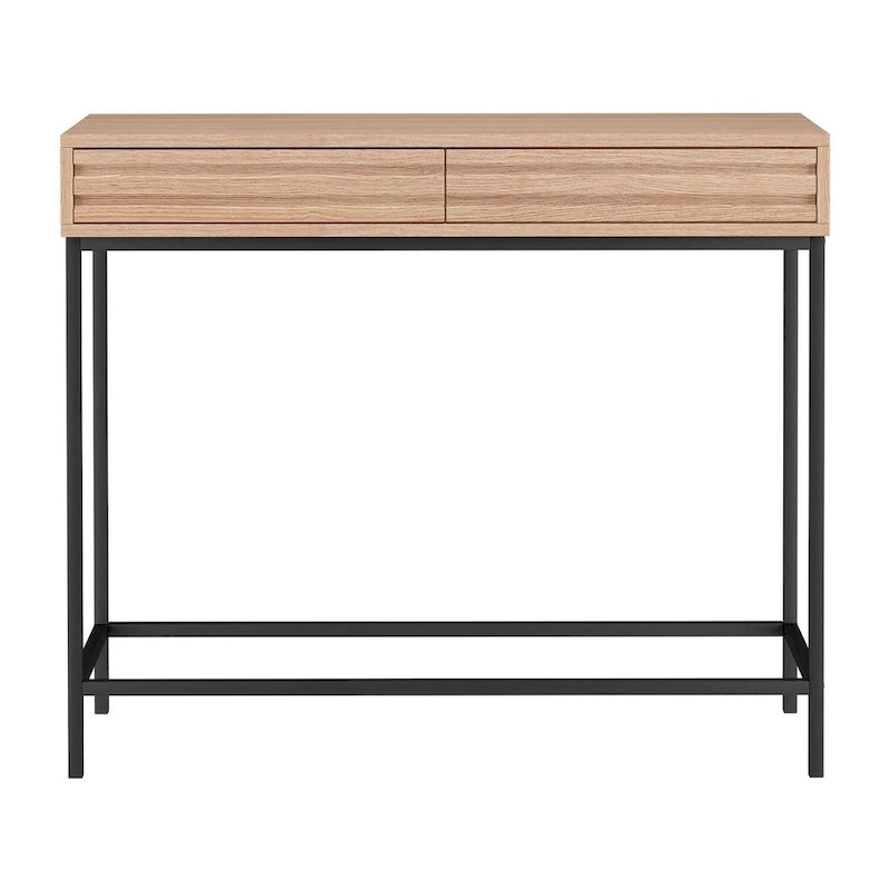 Console à 2 tiroirs avec base en métal noir