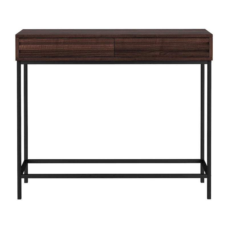 Console à 2 tiroirs avec base en métal noir