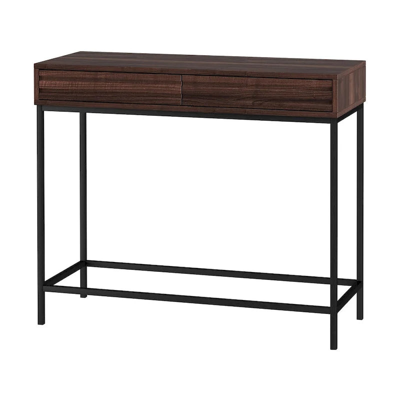 Console à 2 tiroirs avec base en métal noir