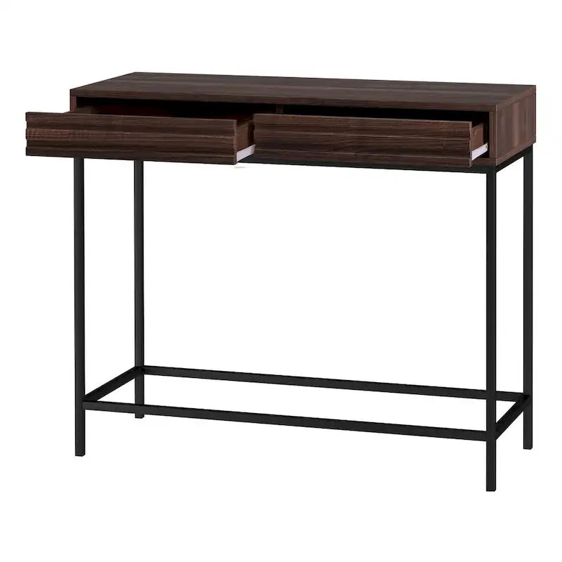 Console à 2 tiroirs avec base en métal noir