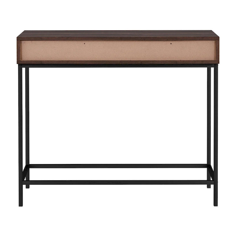 Console à 2 tiroirs avec base en métal noir