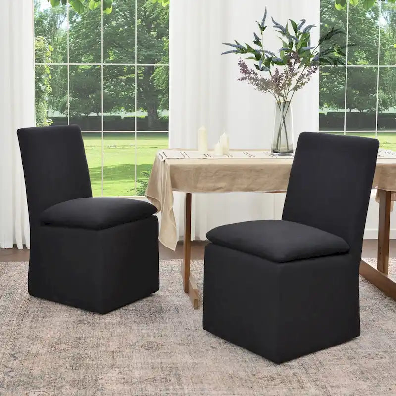 Performance Fabric Dining Side Chairs with Casters, Set of 2