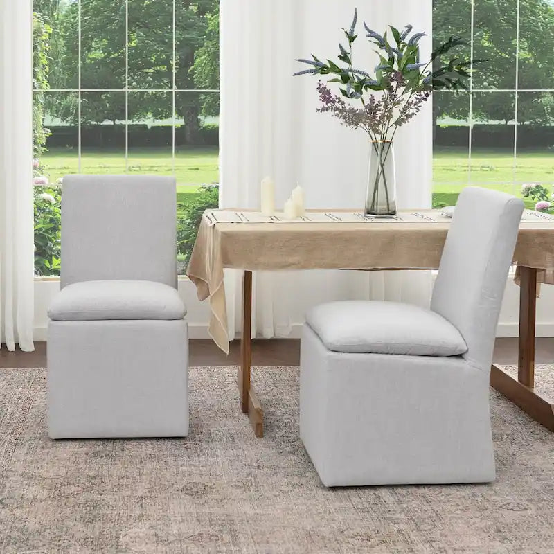 Performance Fabric Dining Side Chairs with Casters, Set of 2