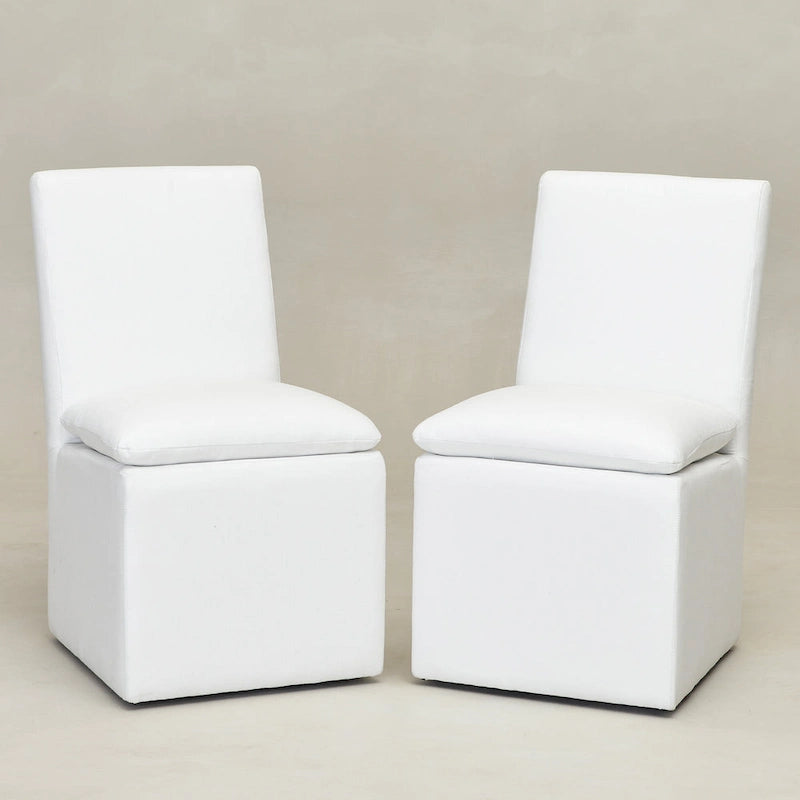Performance Fabric Dining Side Chairs with Casters, Set of 2